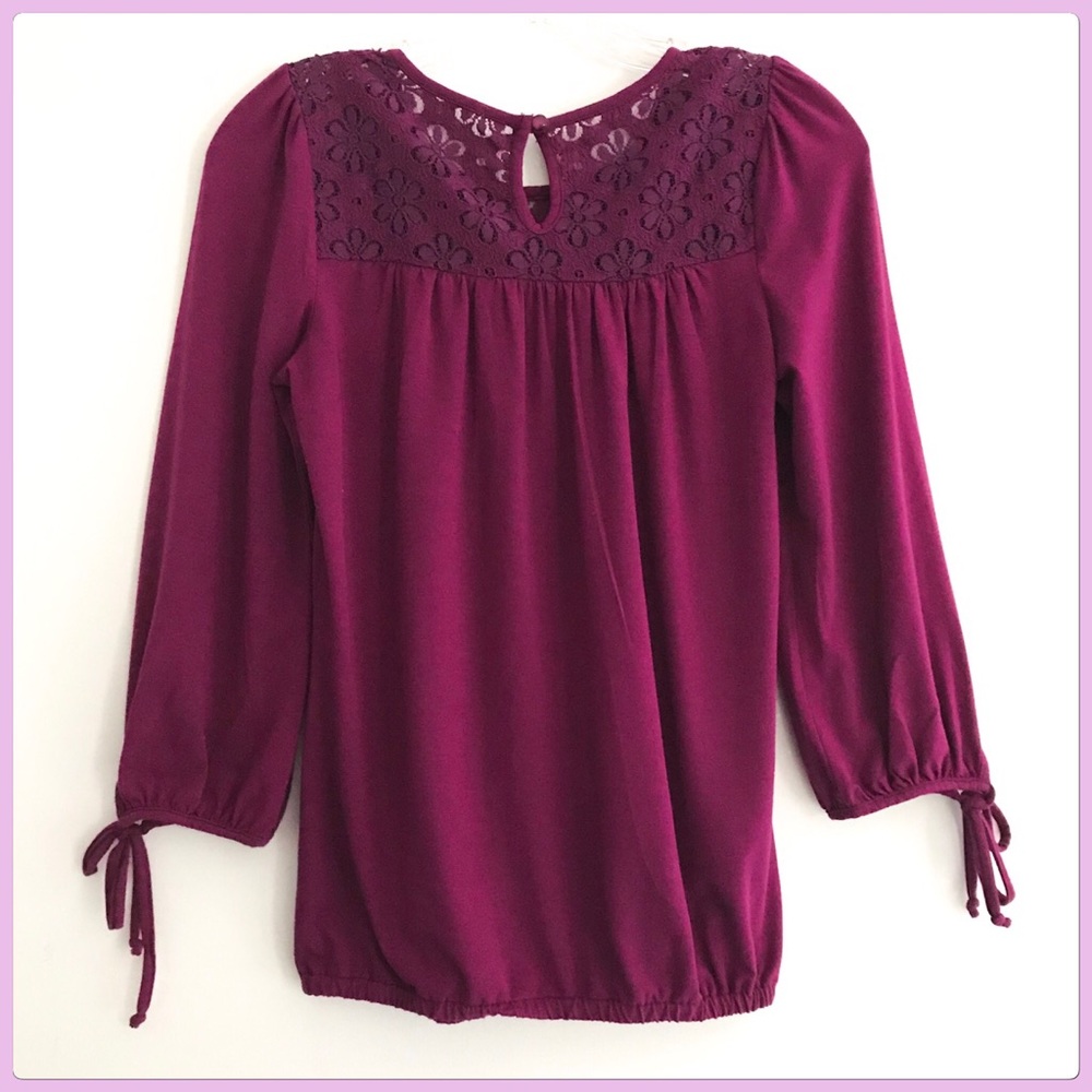 Purple Crochet Lace Daisy Flower Blouse Size S - Picture 3 of 8